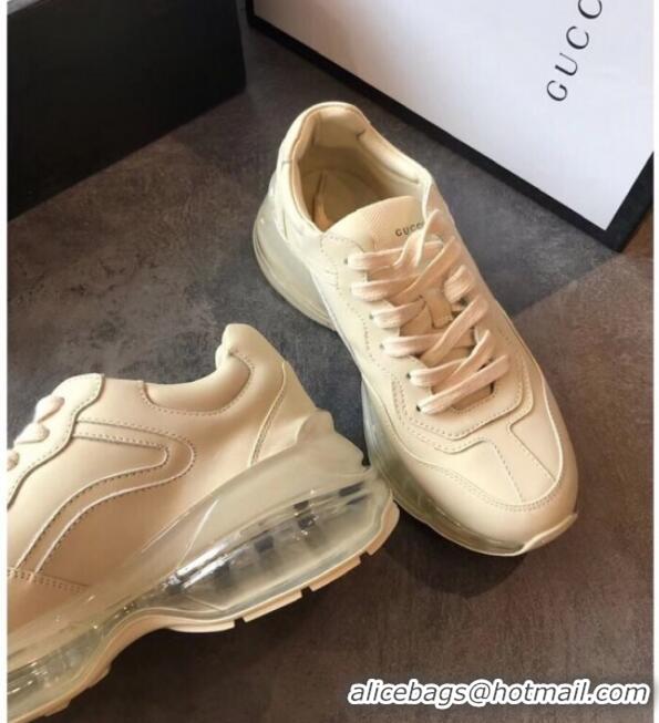 Best Price Gucci Rhyton White Leather Sneakers with Transparent Sole 72211