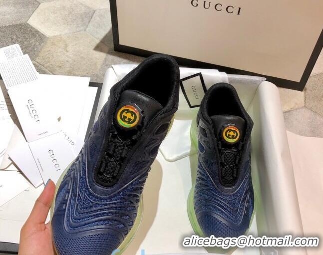 Elegant Gucci Ultrapace R Sneakers 81745 Navy Blue/Black 2020