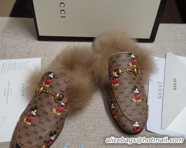 Best Grade Disney x Gucci Princetown Canvas Wool Slipper 81830 2020