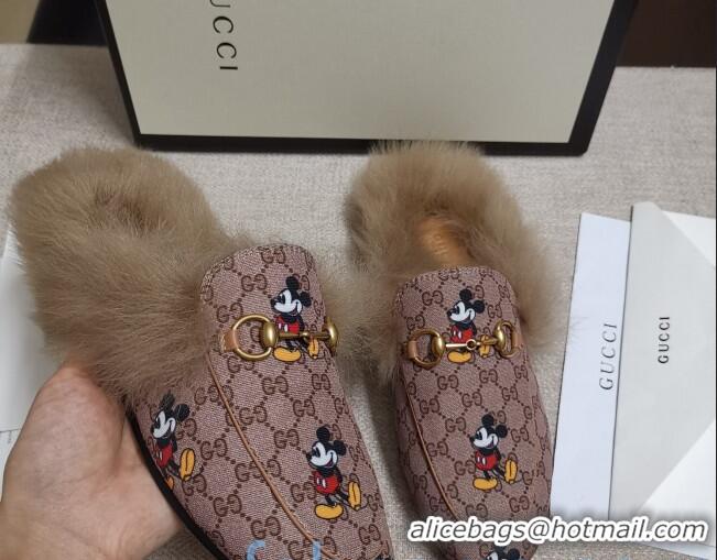 Good Product Disney x Gucci Princetown Canvas Wool Slipper 81831 2020