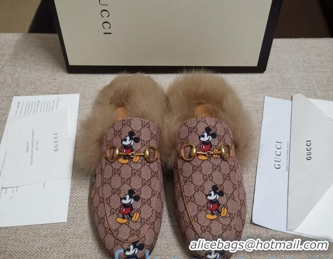 Good Product Disney x Gucci Princetown Canvas Wool Slipper 81831 2020