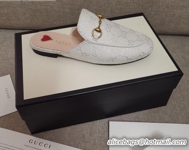 Good Quality Disney x Gucci Princetown GG Silver Lamé Slipper 475094 White 2020