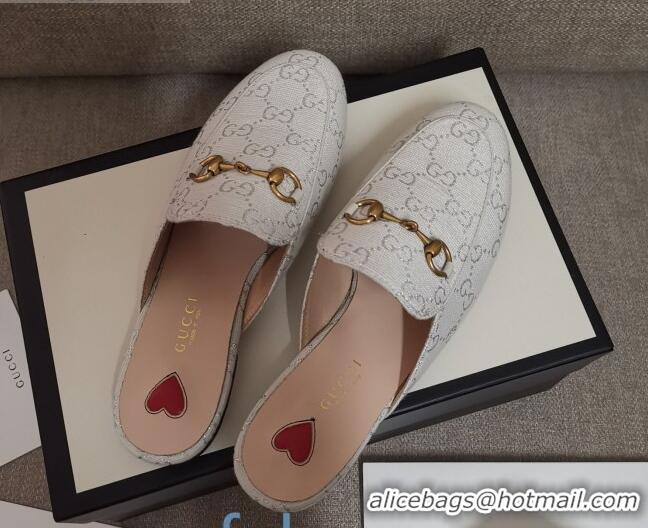 Good Quality Disney x Gucci Princetown GG Silver Lamé Slipper 475094 White 2020