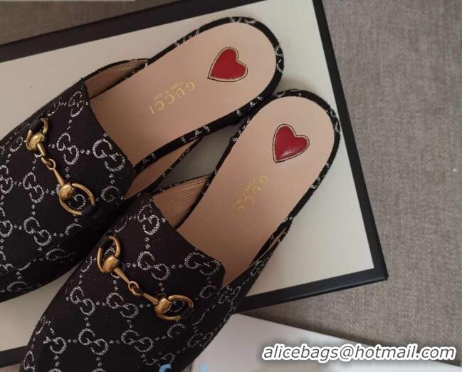 Super Quality Disney x Gucci Princetown GG Silver Lamé Slipper 475094 Black 2020