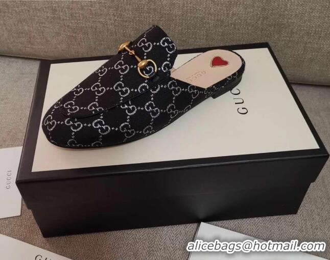 Super Quality Disney x Gucci Princetown GG Silver Lamé Slipper 475094 Black 2020