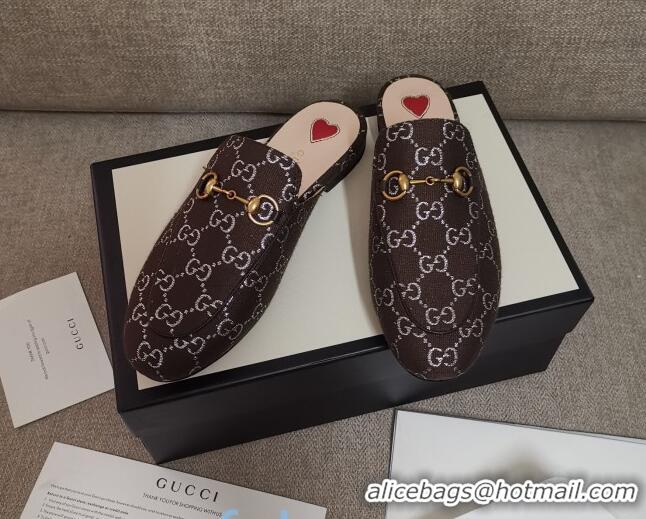 Top Grade Disney x Gucci Princetown GG Silver Lamé Slipper 475094 Brown 2020