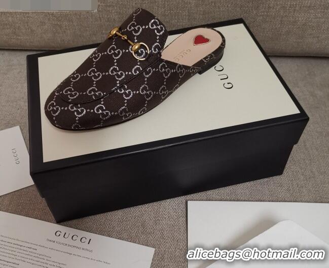 Top Grade Disney x Gucci Princetown GG Silver Lamé Slipper 475094 Brown 2020