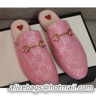 Lower Price Disney x Gucci Princetown GG Silver Lamé Slipper 475094 Pink 2020