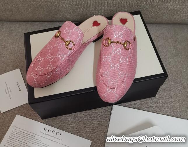 Lower Price Disney x Gucci Princetown GG Silver Lamé Slipper 475094 Pink 2020