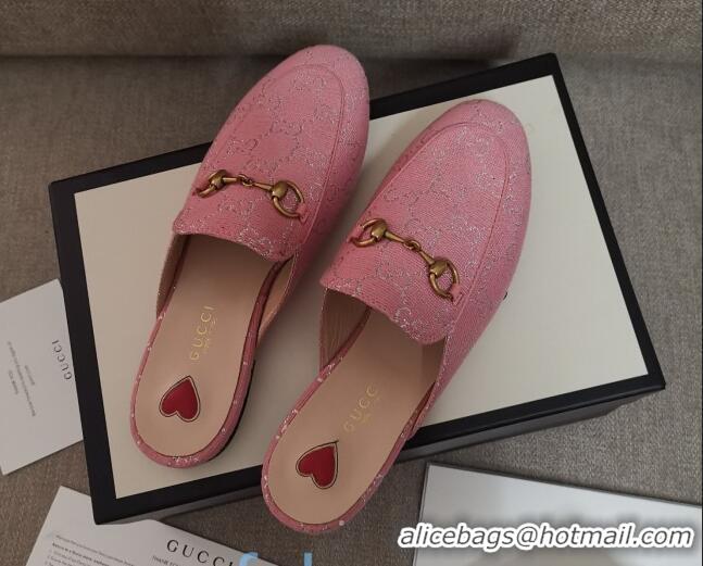 Lower Price Disney x Gucci Princetown GG Silver Lamé Slipper 475094 Pink 2020