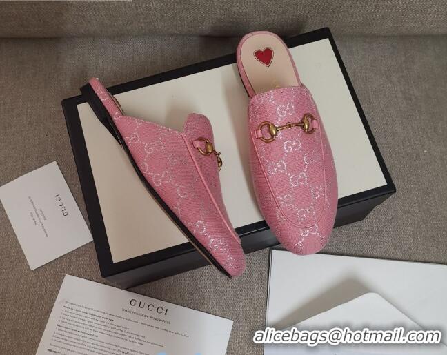 Lower Price Disney x Gucci Princetown GG Silver Lamé Slipper 475094 Pink 2020