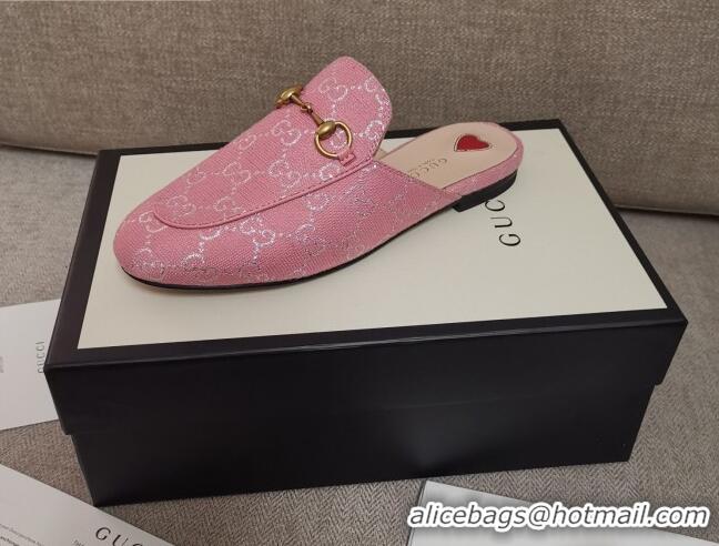 Lower Price Disney x Gucci Princetown GG Silver Lamé Slipper 475094 Pink 2020