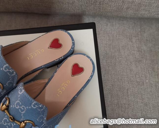 Low Price Disney x Gucci Princetown GG Silver Lamé Slipper 475094 Light Blue 2020