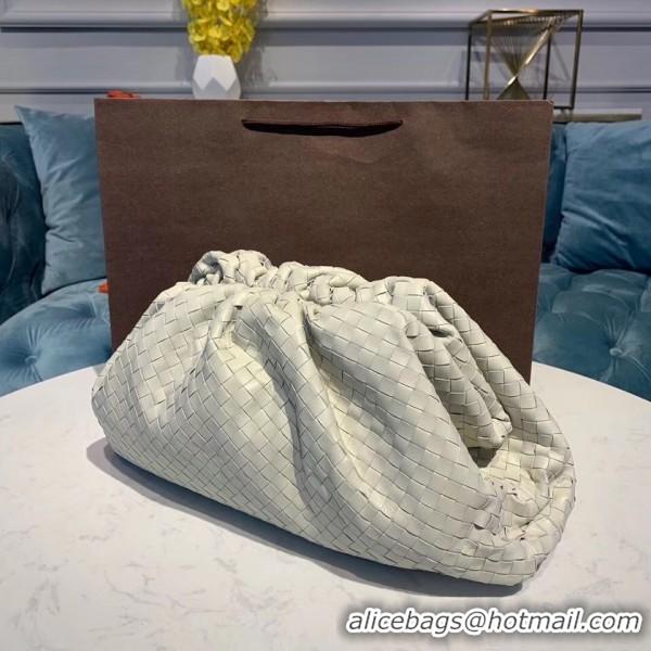 Top Grade Bottega Veneta The Pouch Clutch Bag In Woven Leather 585854 White 2020