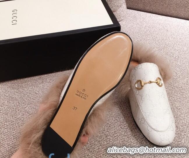 Grade Gucci Princetown GG Silver Lamé Wool Slipper 00946 White 2020