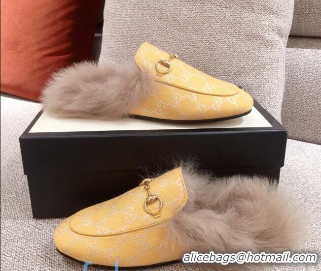 Sophisticated Gucci Princetown GG Silver Lamé Wool Slipper 00946 Yellow 2020