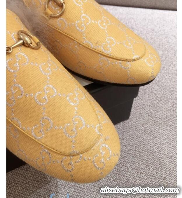 Sophisticated Gucci Princetown GG Silver Lamé Wool Slipper 00946 Yellow 2020