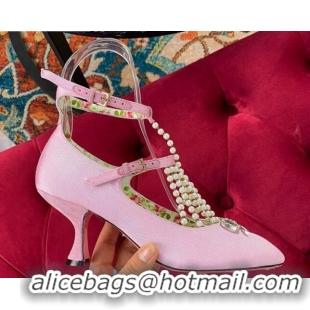 Discount Gucci Patent Leathe Mary Jane Pump/Ballerina with Pearl Tassel and Crystal Bow 91120 Pink 2020 