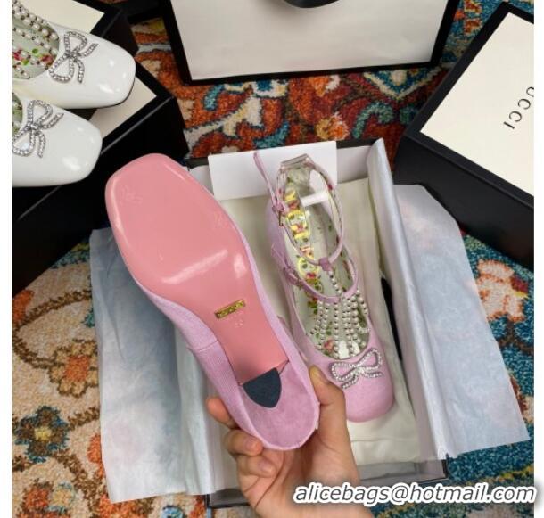 Discount Gucci Patent Leathe Mary Jane Pump/Ballerina with Pearl Tassel and Crystal Bow 91120 Pink 2020 