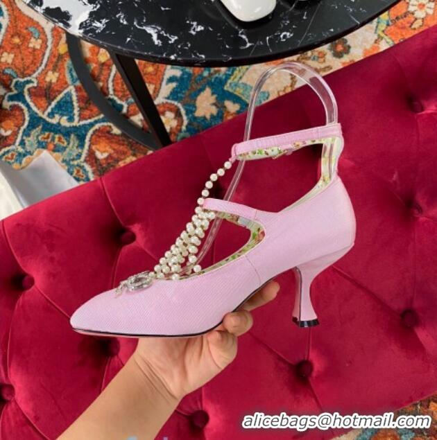 Discount Gucci Patent Leathe Mary Jane Pump/Ballerina with Pearl Tassel and Crystal Bow 91120 Pink 2020 