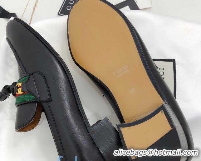 Luxury Gucci Loafer with Web and Tassel 91139 black 2020