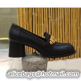 Cheap Price Gucci Mid-heel Loafers with Chain 626594 Black 2020