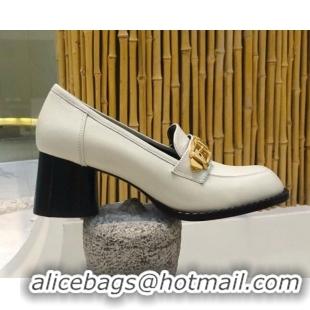 Cheap Price Gucci Mid-heel Loafers with Chain 626594 White 2020