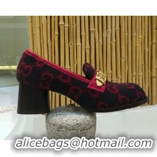 Stylish Gucci GG Wool Loafers with Chain 626594 Blue/Red 2020