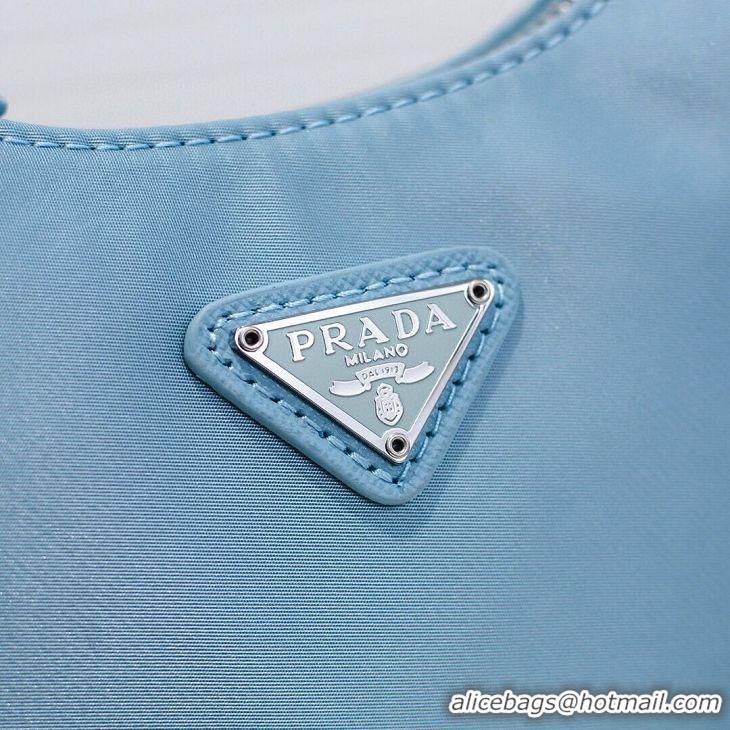 High Quality Prada Re-Edition Nylon Shoulder Bag 1BH204 Light Blue Silver