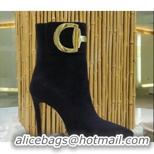 Good Quality Gucci Suede High-heel sHORT boots with Metal Buckle 92254 Dark Blue 2020