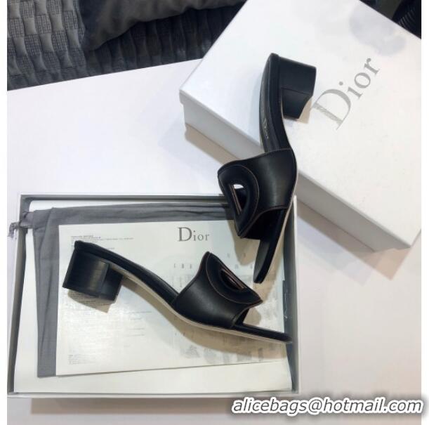 Pretty Style Dior Calfskin D-CLUB Mule Sandals With 4.5cm Heel 80166 Black 2020