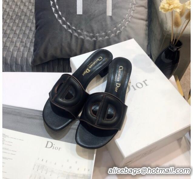 Pretty Style Dior Calfskin D-CLUB Mule Sandals With 4.5cm Heel 80166 Black 2020