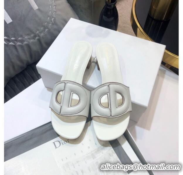 Best Product Dior Calfskin D-CLUB Mule Sandals With 4.5cm Heel 80166 White 2020