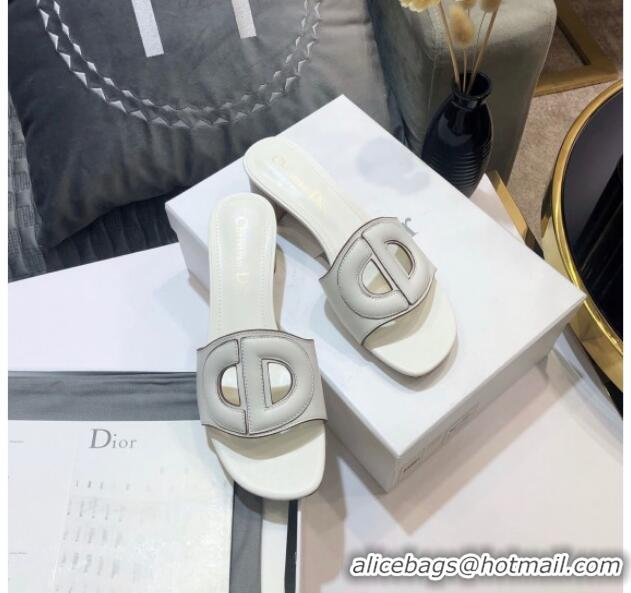 Best Product Dior Calfskin D-CLUB Mule Sandals With 4.5cm Heel 80166 White 2020