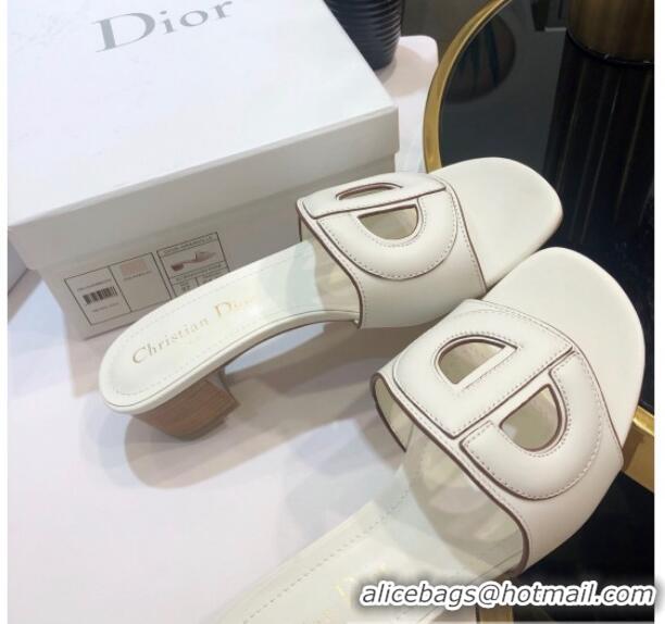 Best Product Dior Calfskin D-CLUB Mule Sandals With 4.5cm Heel 80166 White 2020