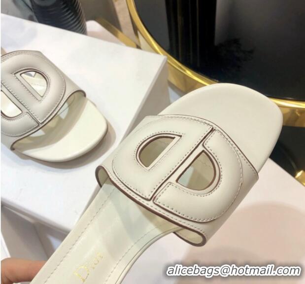 Best Product Dior Calfskin D-CLUB Mule Sandals With 4.5cm Heel 80166 White 2020