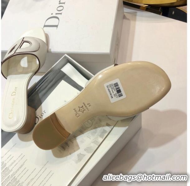 Best Product Dior Calfskin D-CLUB Mule Sandals With 4.5cm Heel 80166 White 2020