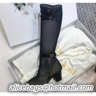 Top Grade Dior Naughtily-D High Boot in Fishnet and Lambskin with 7cm Heel 80173 Black 2020