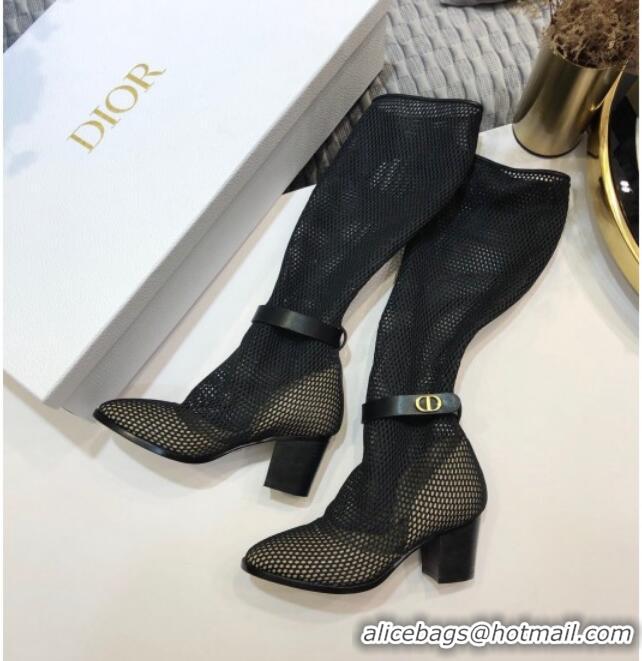 Top Grade Dior Naughtily-D High Boot in Fishnet and Lambskin with 7cm Heel 80173 Black 2020