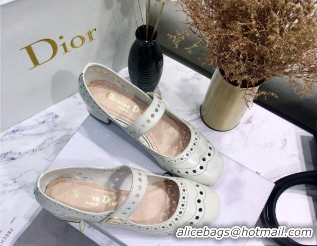 Well Crafted Dior Perforated Calfskin CD Mary Jane Ballerinas 35mm Heel 80501 White 2020 