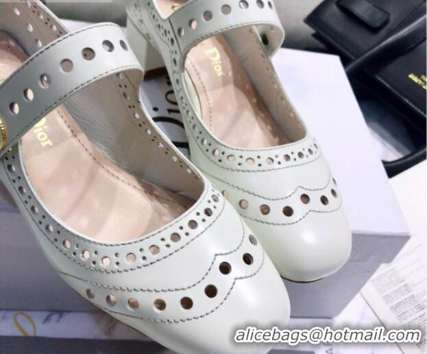 Well Crafted Dior Perforated Calfskin CD Mary Jane Ballerinas 35mm Heel 80501 White 2020 