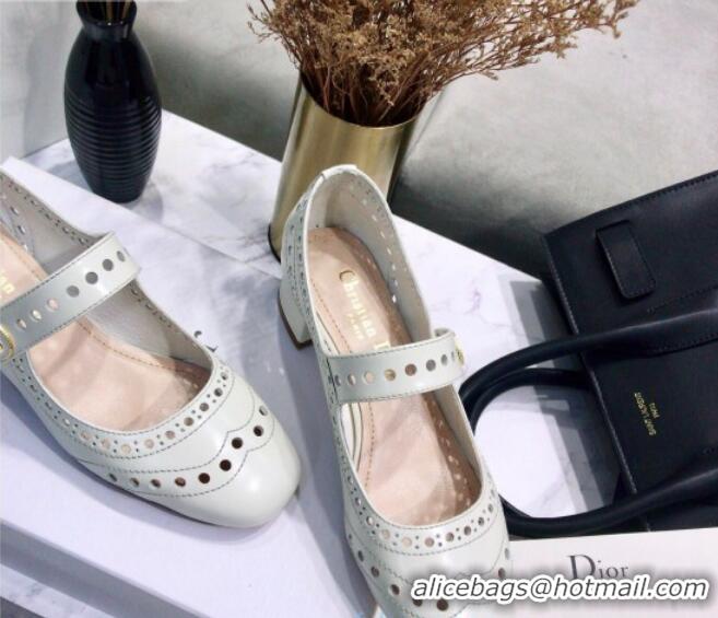 Well Crafted Dior Perforated Calfskin CD Mary Jane Ballerinas 35mm Heel 80501 White 2020 