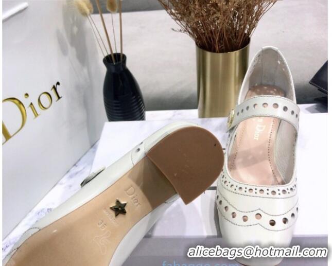 Well Crafted Dior Perforated Calfskin CD Mary Jane Ballerinas 35mm Heel 80501 White 2020 