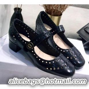 Unique Style Dior Perforated Calfskin CD Mary Jane Ballerinas 35mm Heel 80501 Black 2020 