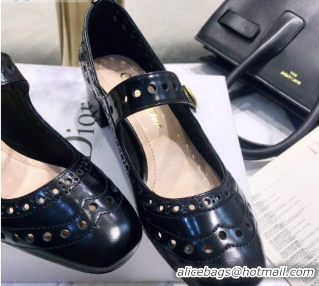 Unique Style Dior Perforated Calfskin CD Mary Jane Ballerinas 35mm Heel 80501 Black 2020 