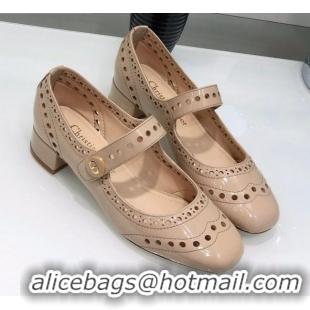 Discount Fashion Dior Perforated Calfskin CD Mary Jane Ballerinas 35mm Heel 80501 Nude 2020 