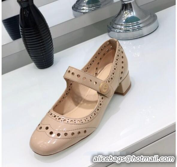 Discount Fashion Dior Perforated Calfskin CD Mary Jane Ballerinas 35mm Heel 80501 Nude 2020 