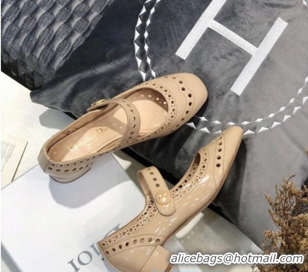 Discount Fashion Dior Perforated Calfskin CD Mary Jane Ballerinas 35mm Heel 80501 Nude 2020 