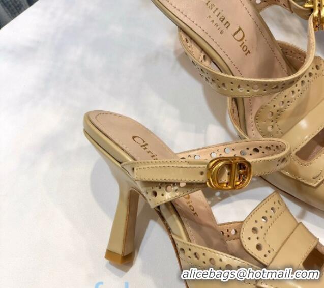 Trendy Design Dior Boy-D Perforated Calfskin CD Mules 80mm Heel 80505 Nude 2020