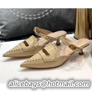 Low Cost Dior Boy-D Perforated Calfskin CD Mules 80mm Heel 80505 Nude 2020